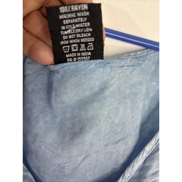 Emme Jordan Boho Cropped Lace Up Top Small Baby Blue New With Tags - Picture 7 of 8